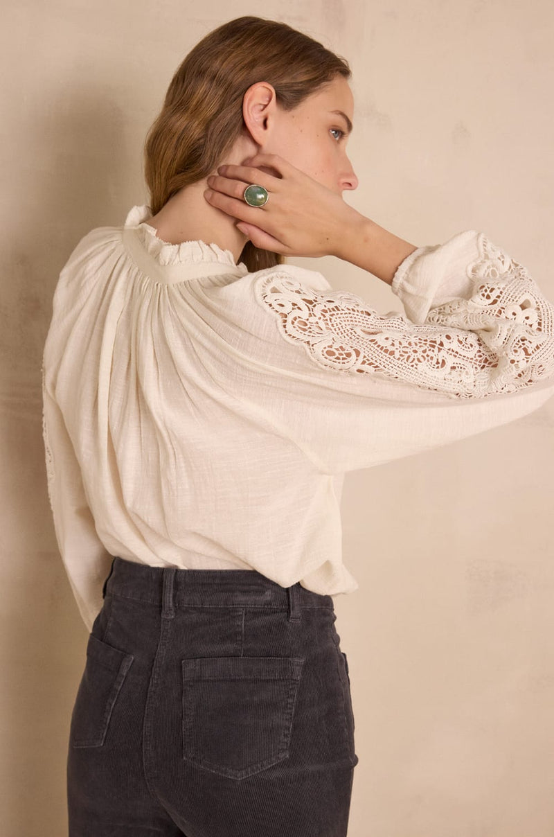 SIMONE CREAM EMBROIDERED BLOUSE