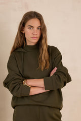 FREJA KHAKI COTTON HOODIE