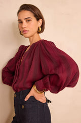 STELLA STRIPED BURGUNDY BLOUSE