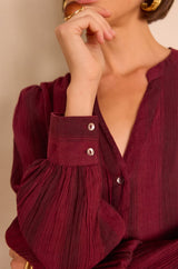 STELLA STRIPED BURGUNDY BLOUSE