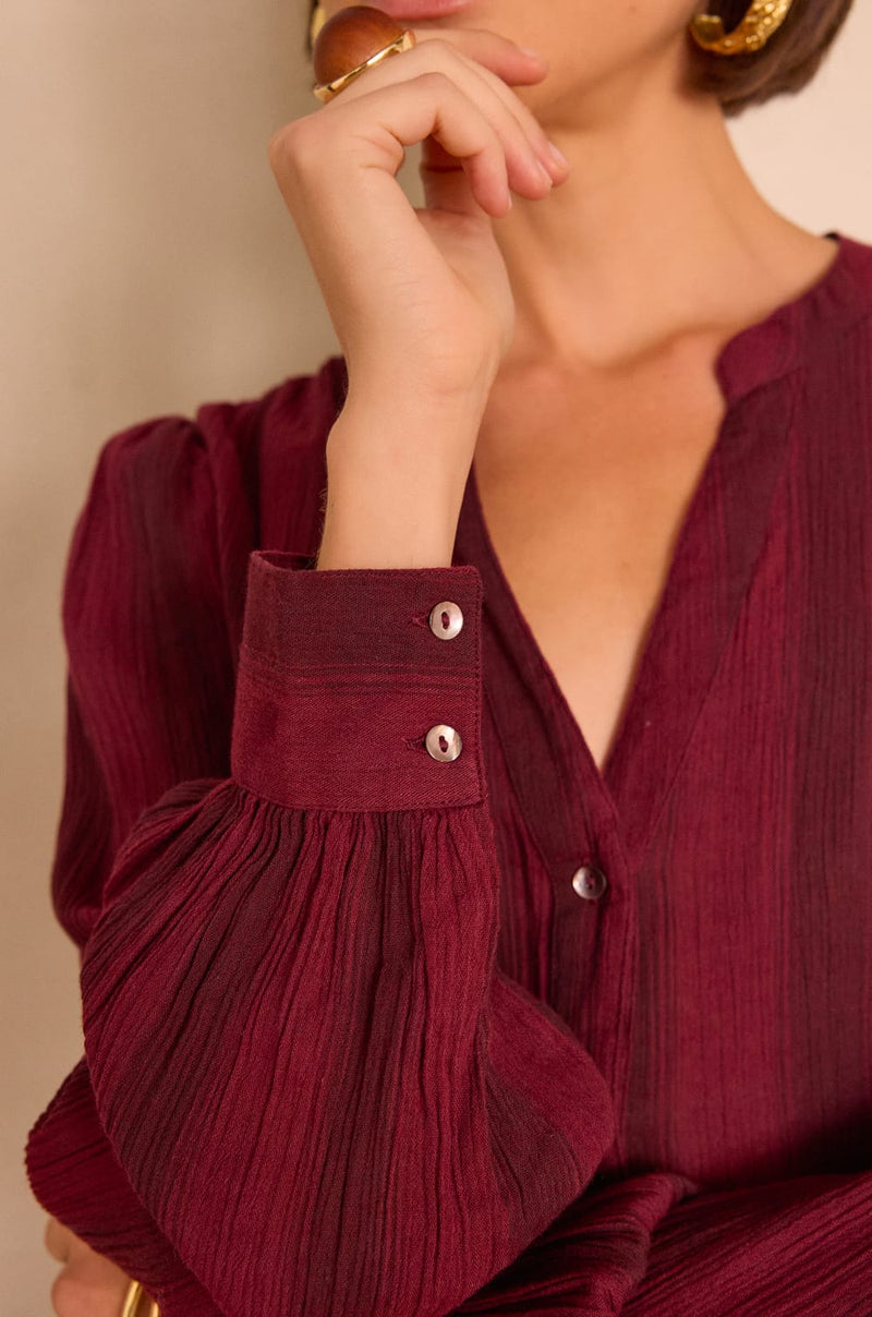 STELLA STRIPED BURGUNDY BLOUSE