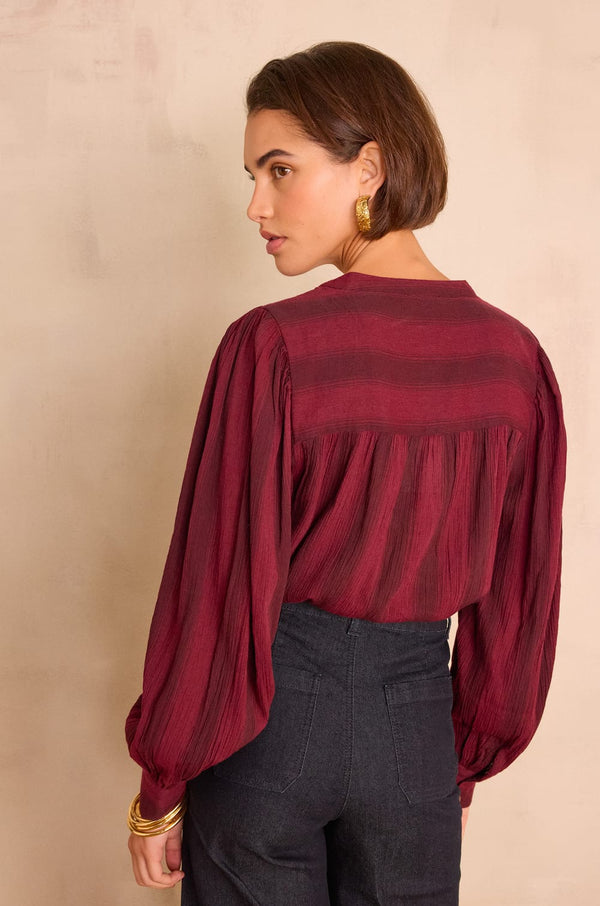 STELLA STRIPED BURGUNDY BLOUSE
