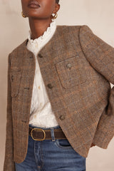 PIA CAMEL CHEVRON WOOL JACKET
