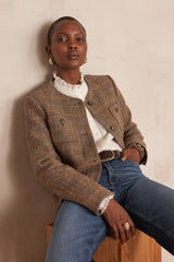 PIA CAMEL CHEVRON WOOL JACKET