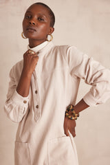 RITA NATURAL VELVET SHIRT DRESS