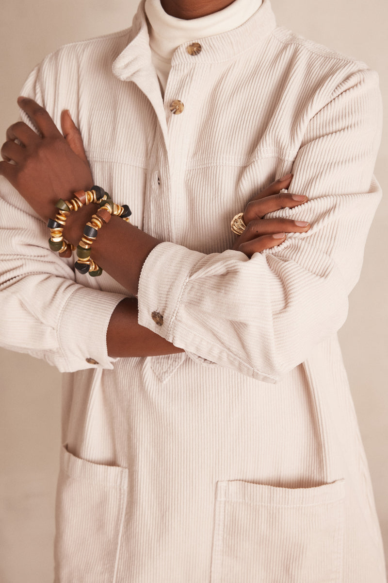 RITA NATURAL VELVET SHIRT DRESS