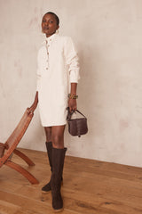 RITA NATURAL VELVET SHIRT DRESS