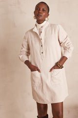 RITA NATURAL VELVET SHIRT DRESS