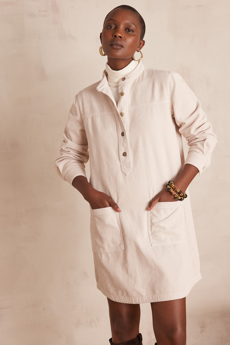 RITA NATURAL VELVET SHIRT DRESS