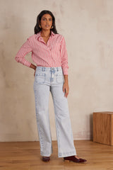LUNA SKY BLUE COTTON WIDE-LEG JEANS