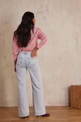LUNA SKY BLUE COTTON WIDE-LEG JEANS