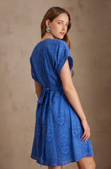 LIRANA BLUE PRINTED COTTON DRESS