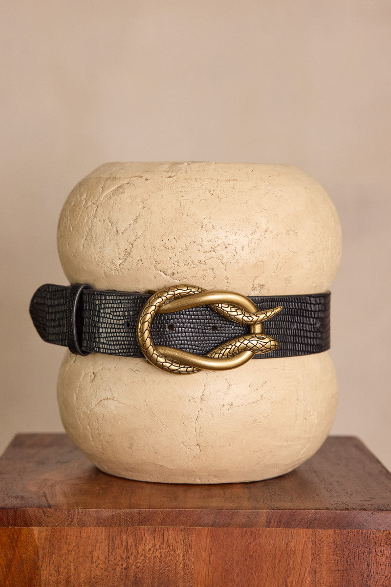 LEON BLACK LEATHER BELT