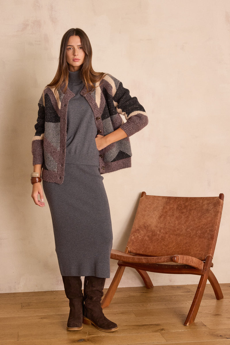 CHARLOTTE ANTHRACITE STRAIGHT WOOL SKIRT