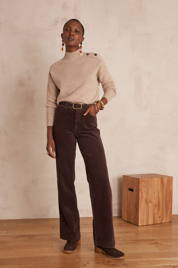 LISA CHOCOLATE VELVET TROUSERS