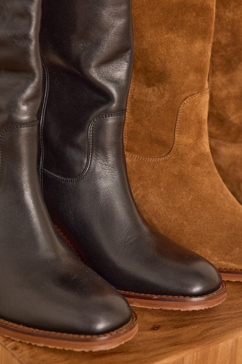 VICTORIA BLACK LEATHER HIGH BOOTS