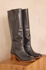 VICTORIA BLACK LEATHER HIGH BOOTS