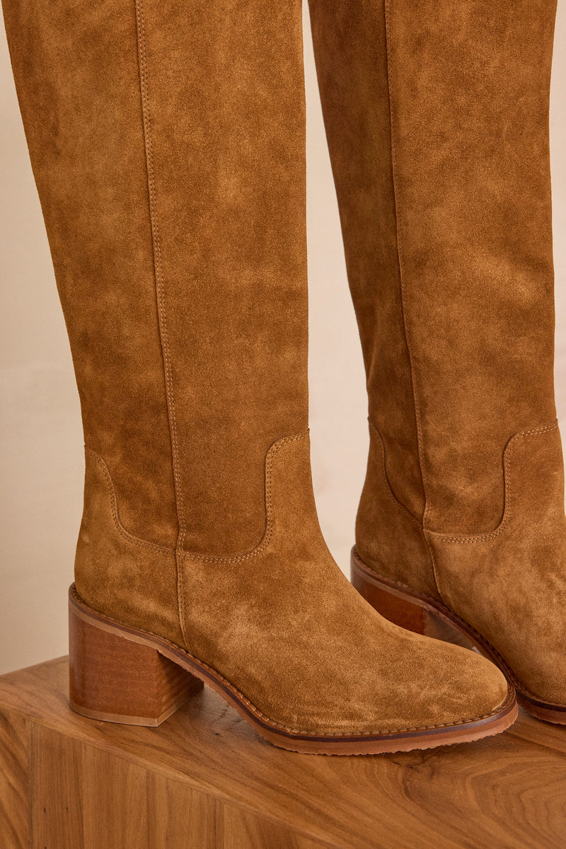 VICTORIA LIGHT CAMEL LEATHER HIGH BOOTS