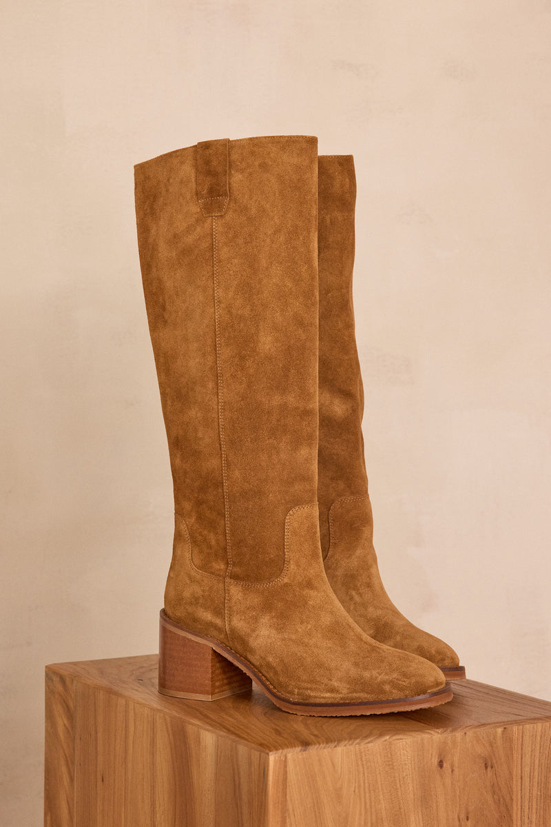 VICTORIA LIGHT CAMEL LEATHER HIGH BOOTS