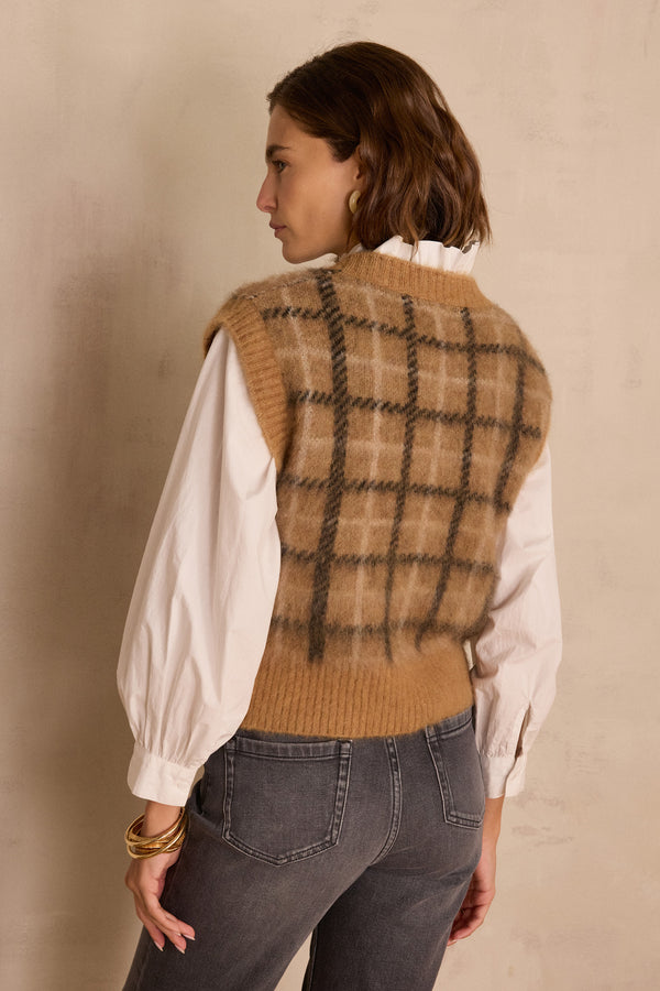 BLONDIE CAMEL SLEEVELESS ALPACA JUMPER