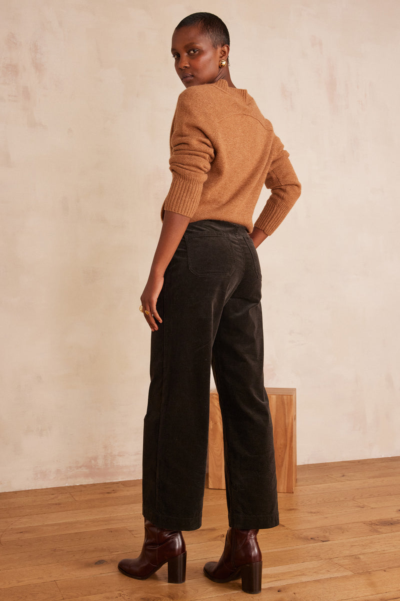 MARTIN KHAKI WIDE-LEG COTTON VELVET TROUSERS