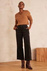 MARTIN KHAKI WIDE-LEG COTTON VELVET TROUSERS