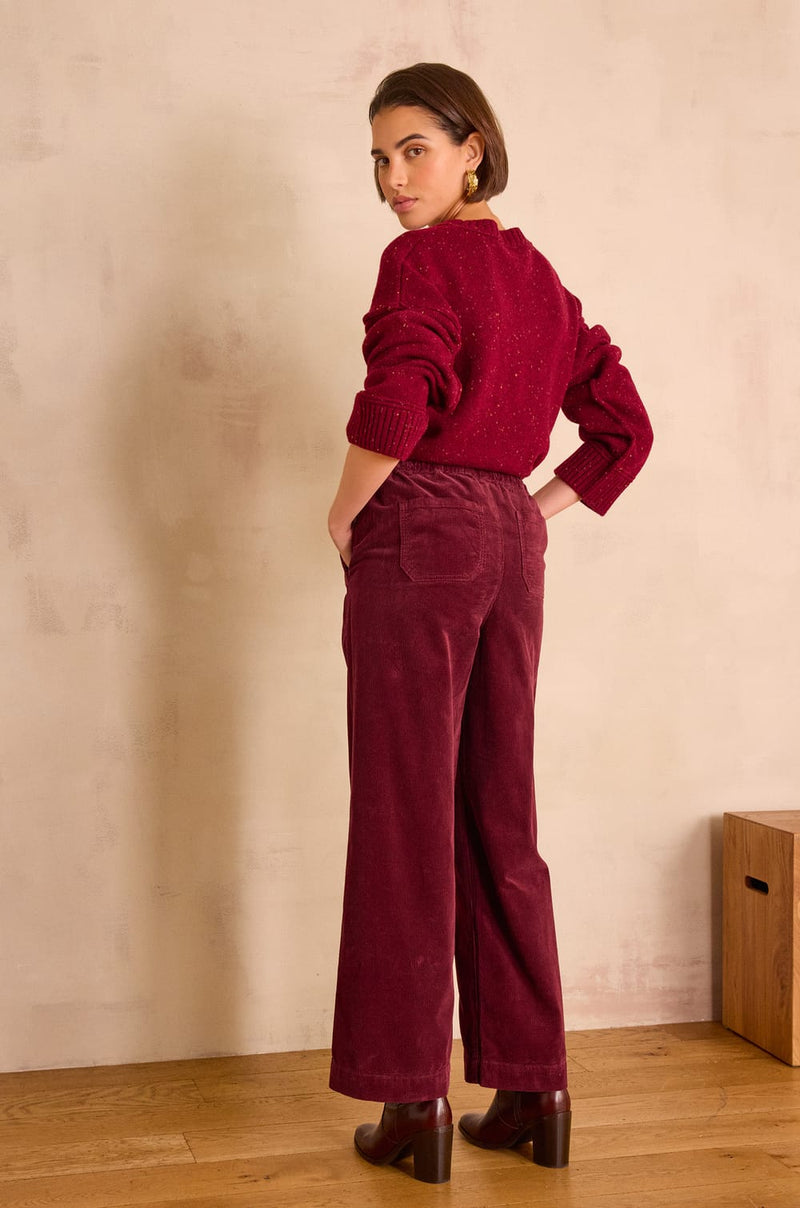 MARTIN BURGUNDY WIDE-LEG CORDUROY TROUSERS