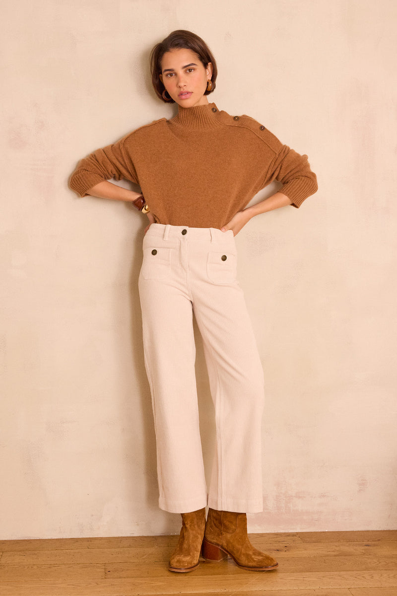 MAE NATURAL WIDE-LEG CORDUROY TROUSERS