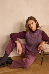 MAE AUBERGINE COTTON VELVET TROUSERS