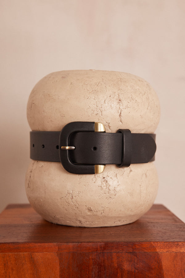 NICOLAS BLACK LEATHER BELT