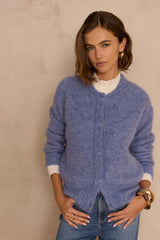 LOU LAVENDER MOHAIR AND ALPACA CARDIGAN
