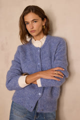 LOU LAVENDER MOHAIR AND ALPACA CARDIGAN