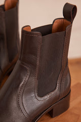 VANIA CHOCOLATE LEATHER BOOTS