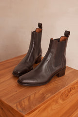 VANIA CHOCOLATE LEATHER BOOTS
