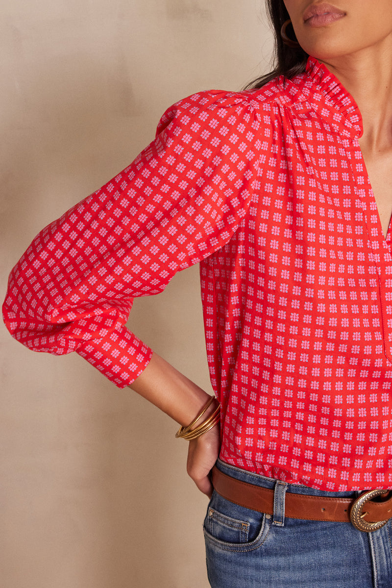 BETH RED PRINTED BLOUSE