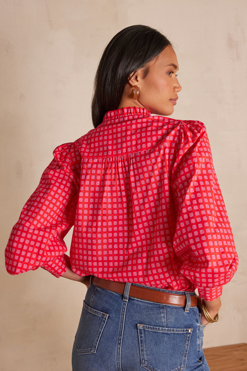 BETH RED PRINTED BLOUSE