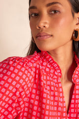BETH RED PRINTED BLOUSE