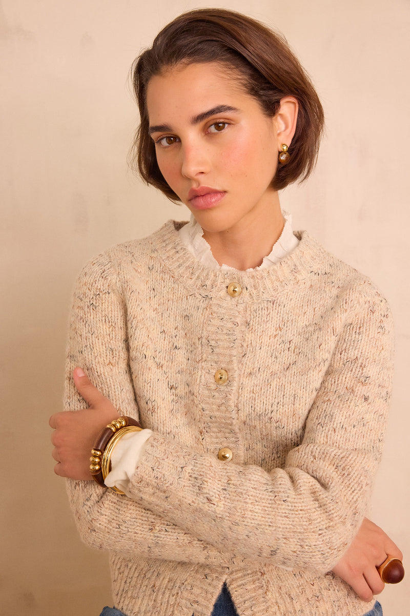 BALTO NATURAL SPECKLED CARDIGAN