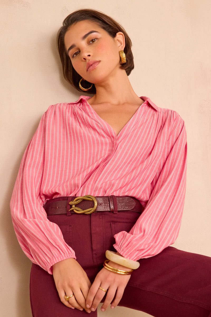 SEATTLE PINK STRIPED BLOUSE
