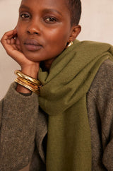 TOM KHAKI BROWN FRINGED SCARF