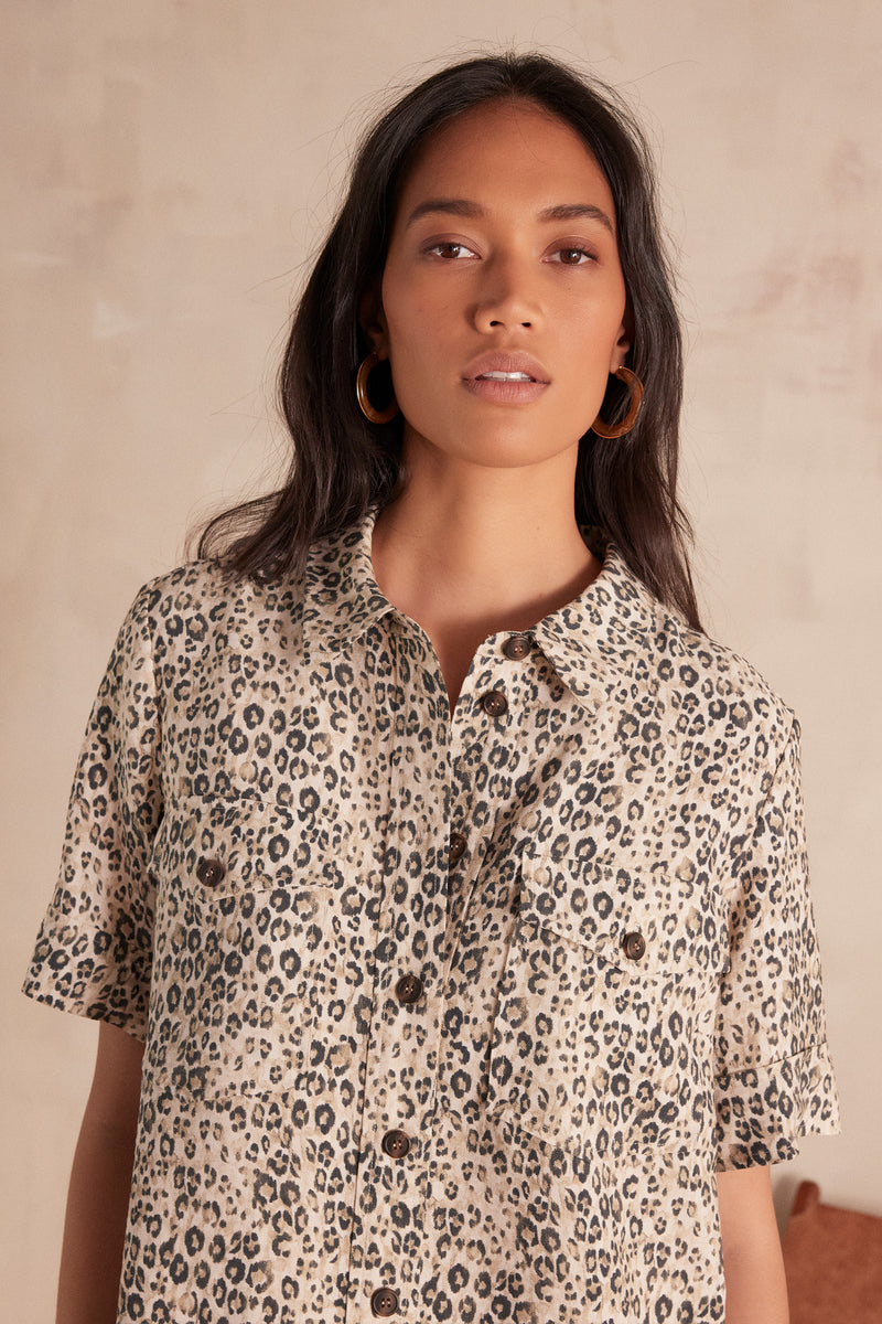 ROSEMARY ANIMAL PRINT SHIRT DRESS