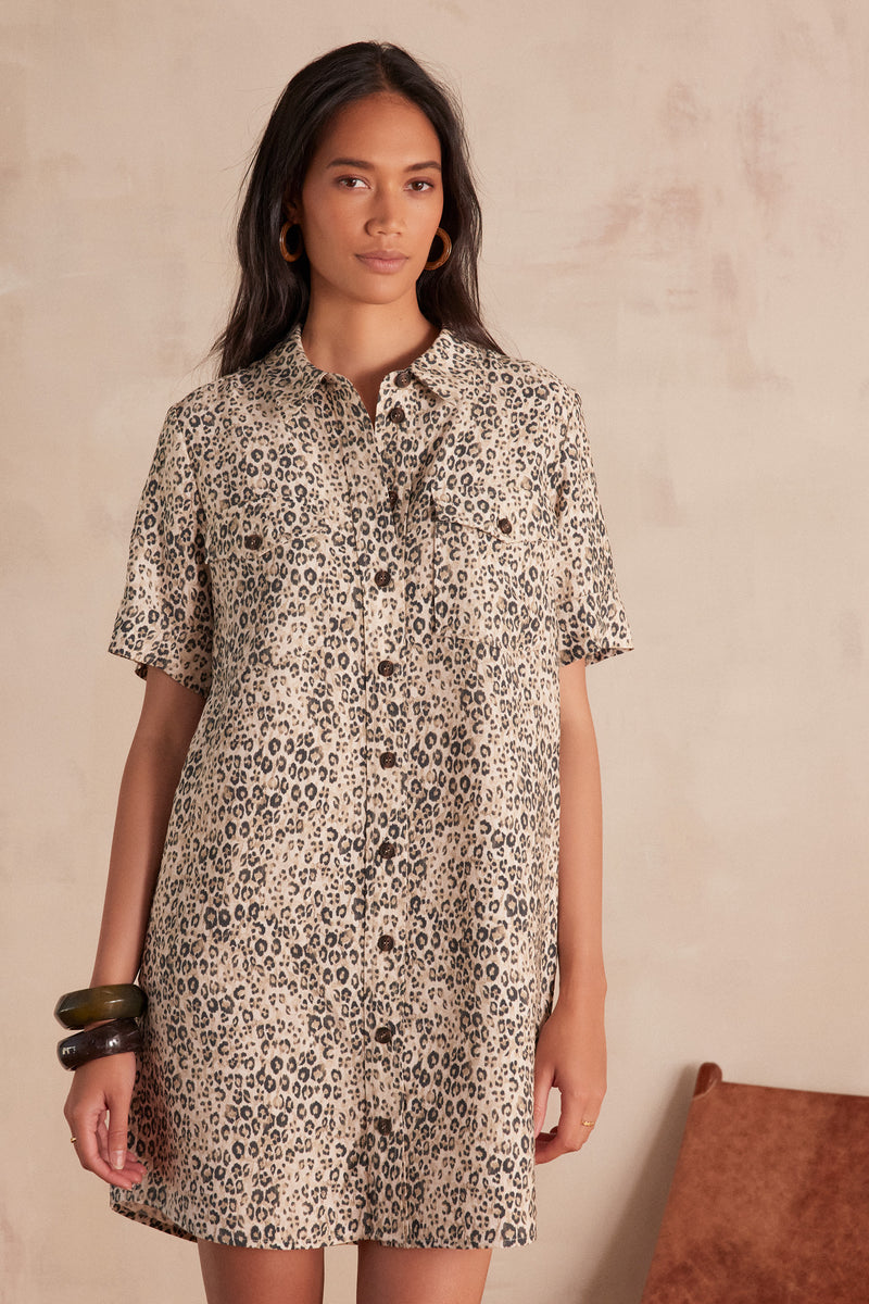 ROSEMARY ANIMAL PRINT SHIRT DRESS