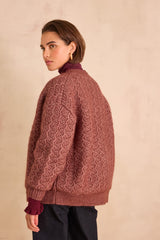COSMO MOHAIR AND WOOL AUBERGINE CARDIGAN