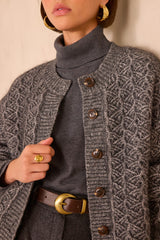 COSMO MOHAIR AND WOOL ANTHRACITE CARDIGAN