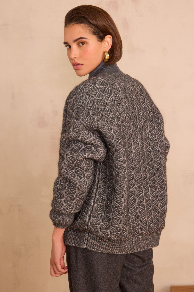 COSMO MOHAIR AND WOOL ANTHRACITE CARDIGAN