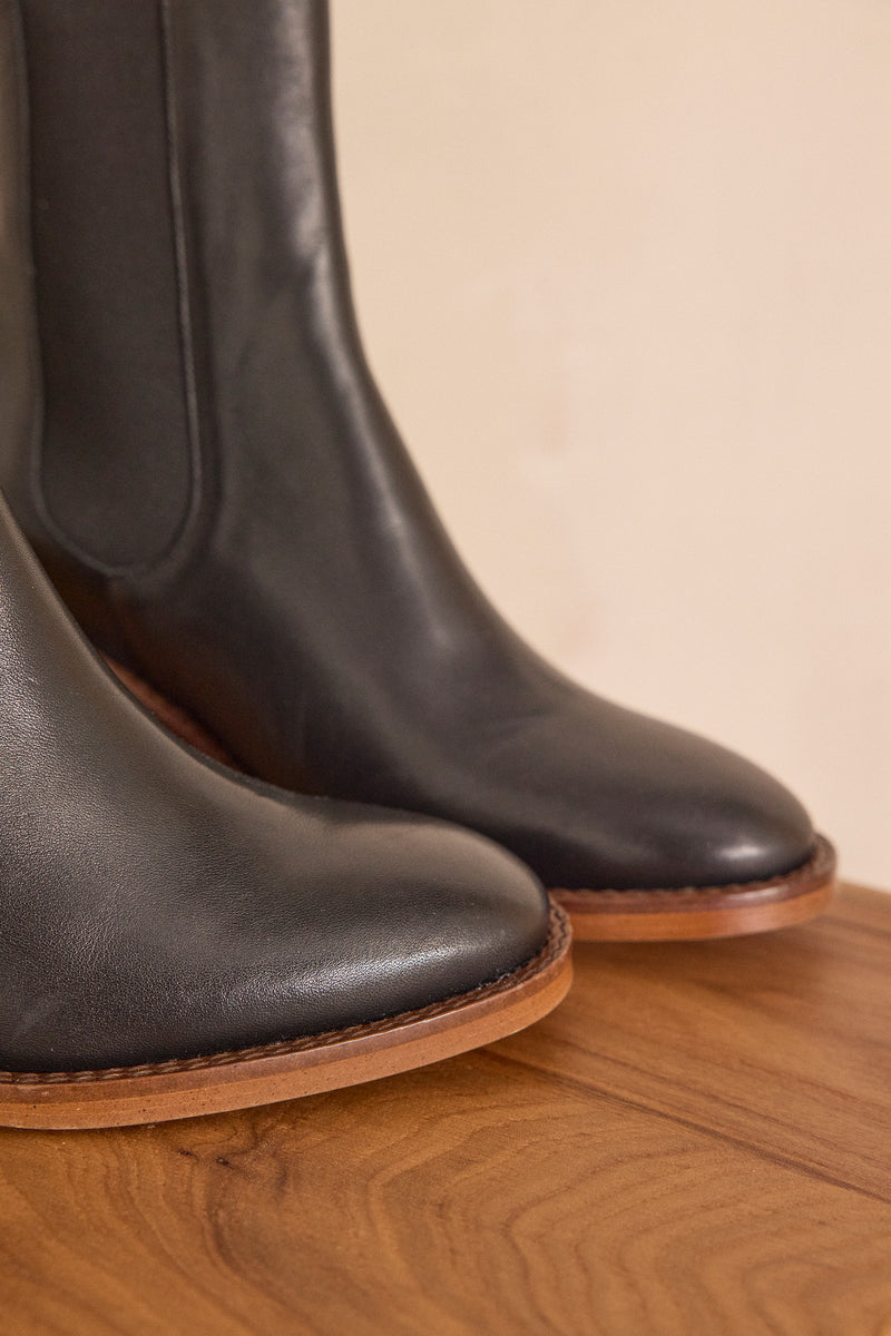 VALENTINA BLACK LEATHER BOOTS