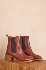 VALENTINA CHOCOLATE LEATHER BOOTS