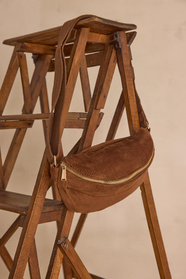 GELINA LIGHT CAMEL COTTON VELVET BUM BAG
