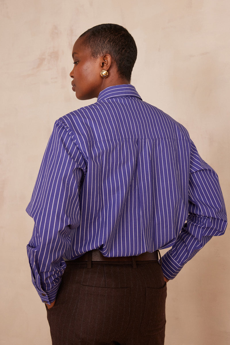 SALVADOR LAVENDER STRIPED COTTON SHIRT