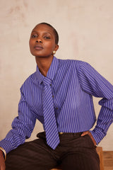 SALVADOR LAVENDER STRIPED COTTON SHIRT